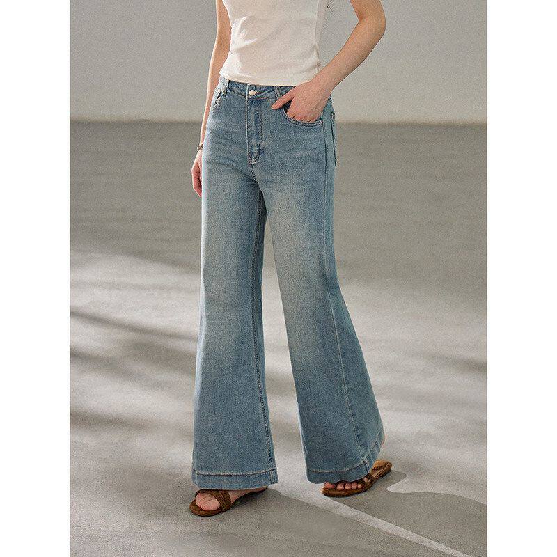 【歌铭】复古高腰微喇牛仔裤女2026春季新款韩系通勤直筒裤BN020