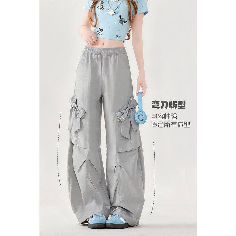 休闲裤女夏季自然涩灰色弯刀