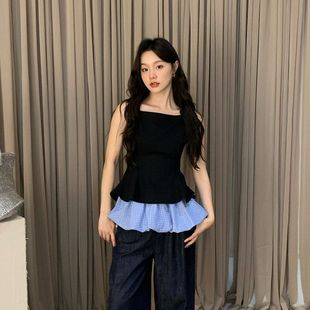 OPENING夏款 NEW 25夏甜美减龄可外穿撞色拼接背心吊带上衣女S5826