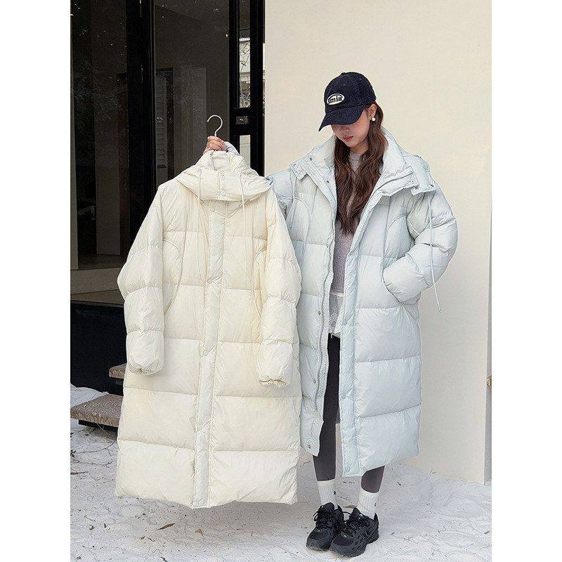 APXIVI韩系通勤抽绳连帽长款外套