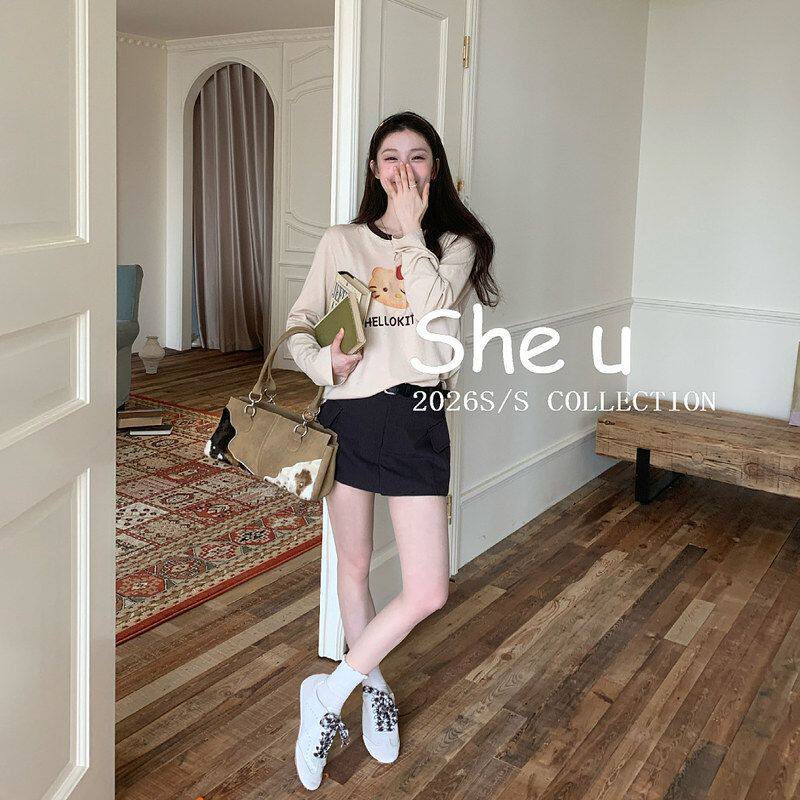 SHEU美式复古风大口袋工装裤裙