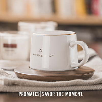 Promates陶瓷镀金白精致咖啡杯