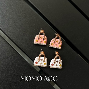 272爆款 自制老钱风包袋釉面高级立体微镶点缀气质女人耳饰