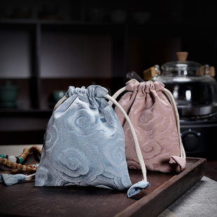 高品中式复古风祥云首饰袋锦囊小布袋抽绳束口袋绒布袋文玩手串袋