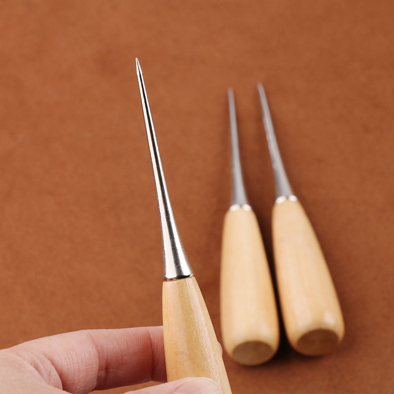 木柄锥子手工DIY打眼工具不锈钢锥子修鞋皮革打孔扩孔千枚通锥