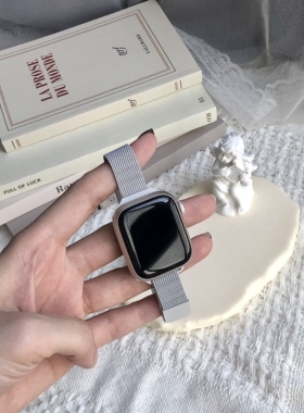 适用AppleWatchS11109细款彩色米兰尼斯磁吸苹果表带iWatch87SE女