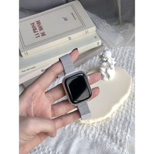 适用AppleWatchS11109细款 彩色米兰尼斯磁吸苹果表带iWatch87SE女