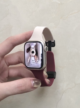 适用applewatch109硅胶拼色磁吸扣表带iwatch8/7/6SE苹果表带腕带