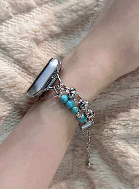 小香风珍珠金属表带 适用苹果手表s11applewatch10987SE女iWatch