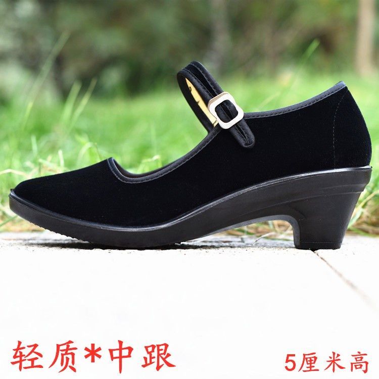 女式平绒鞋黑平绒工装