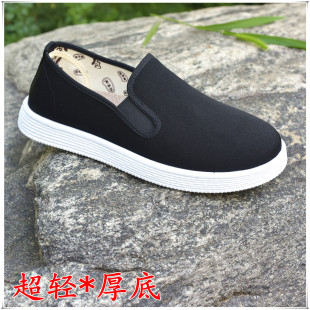 新品新款黑布鞋超轻底水上漂黑色休闲百搭新潮流行男鞋老北京布鞋