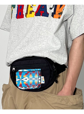 1S山系户外美式复古机能防水印第安NAVAJO腰包挂脖包露营GORPCORE