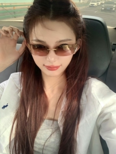 张元英同款墨镜无框金属太阳镜女字母徽标SMU54YS