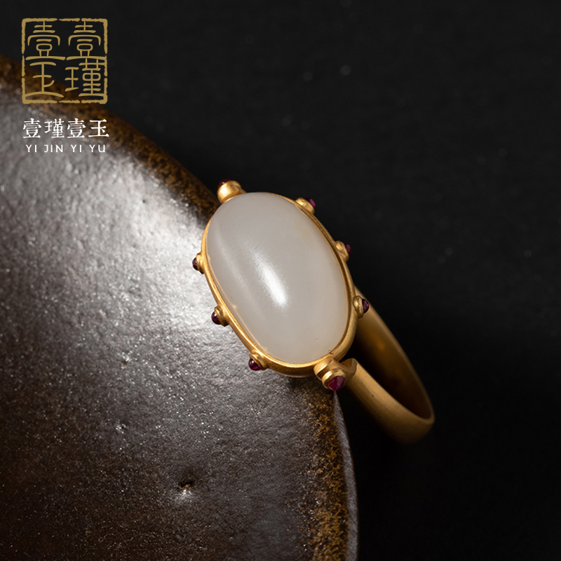 【壹瑾壹玉】新疆和田玉籽料洒金皮色戒指扳指大师名作可私人定制