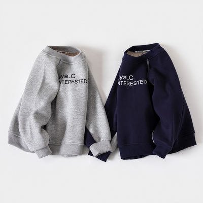 男女童绵羊毛桑蚕丝卫衣2025秋冬新款加绒加厚长袖打底衫