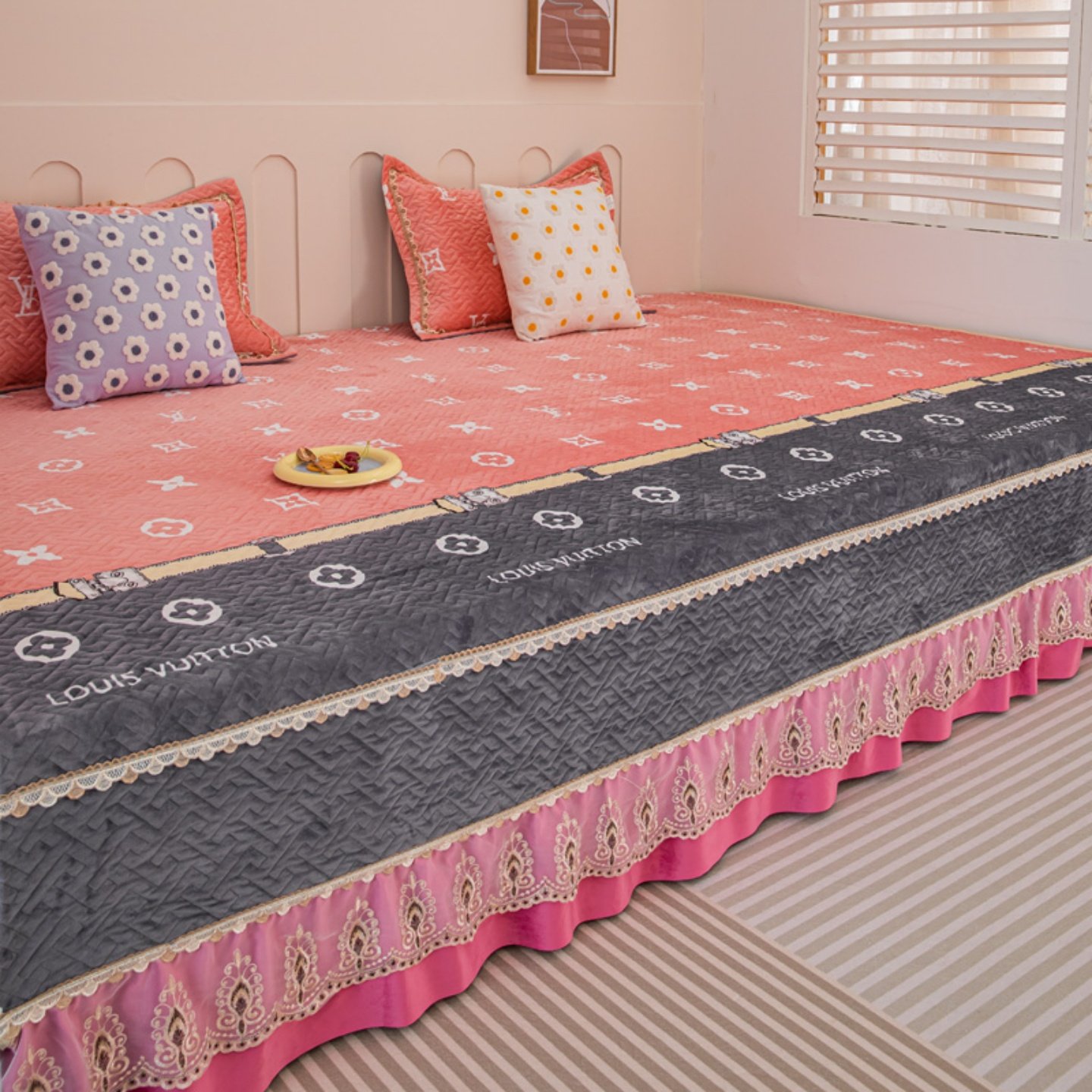 冬季加厚裙边牛奶绒床盖榻榻米炕单加绒绗缝厚款床单夹棉大炕盖子,床上用品,床盖,淘宝优惠券,粉丝福利购,淘宝优惠卷