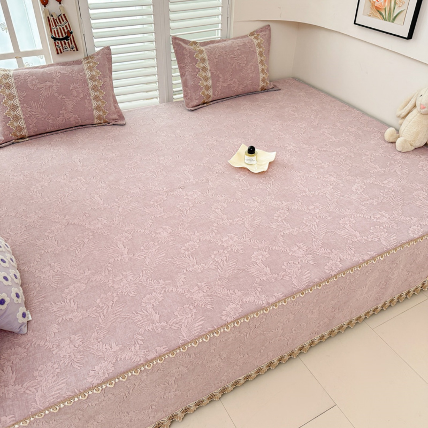 雪尼尔榻榻米床单专用防滑床盖