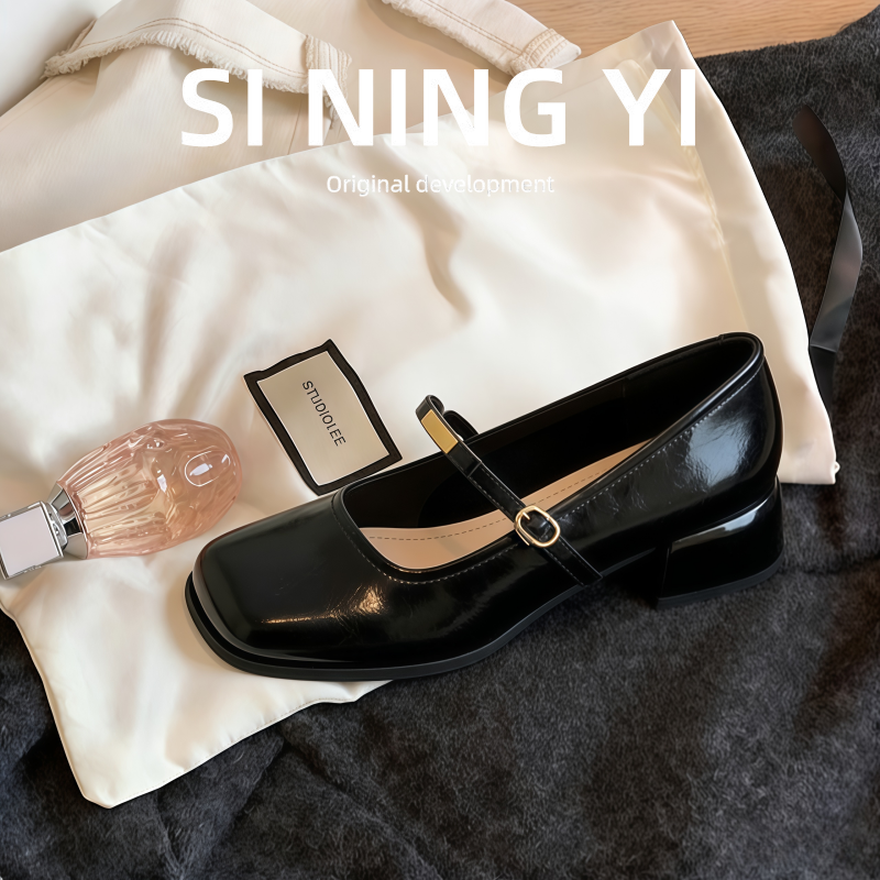 羊皮版巨好看不累脚浅口单鞋女秋季新款百搭高跟粗跟玛丽珍鞋大码,女鞋,玛丽珍鞋,淘宝优惠券,粉丝福利购,淘宝优惠卷