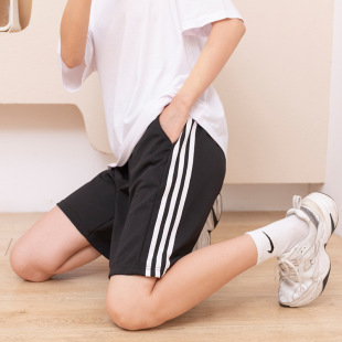 五分中裤 子条纹阔腿裤 女夏显腿长 外穿高腰宽松显瘦裤 运动休闲短裤