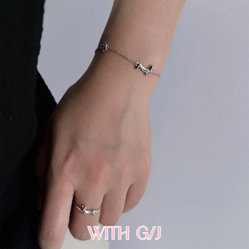 通体s925纯银可爱腊肠小狗手链