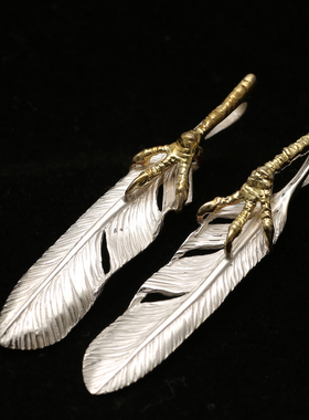 三沐饰家 KEN KIKUCHI菊地健925纯银鹰爪小羽毛18K金情侣银饰吊坠