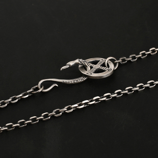 三沐高桥吾郎手工制作TadyKing 925纯银鹰钩十字轮细角项链十字链