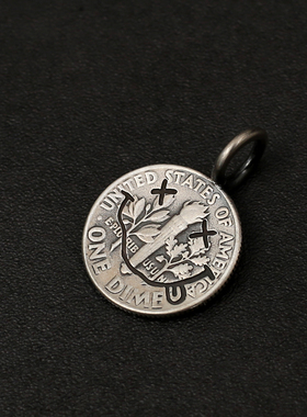 三沐高桥吾郎 手工制作 罗斯福 10美分银币 笑脸吊坠潮男女坠银饰