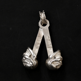 三沐饰家高山隆 空眼骷髅925纯银46g机车挂饰情侣项链吊坠 活塞