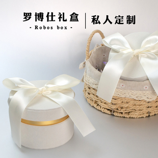 喜糖盒结婚高级感免折叠轻奢丝绒圆形包装 ins风 礼盒定制2025新款