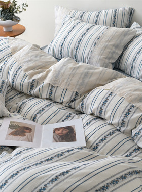 栖境HOME 复古兰铃花60S轻奢高级纯棉全棉100双层纱四件套三件套4