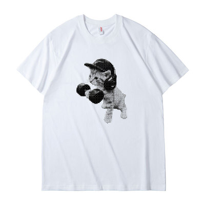 音乐猫meme硬拉全民健身起猛了推波点男女短袖宽松T恤 定制图案