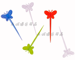 半透明/彩色/果叉/果签/水果叉/蝴蝶果叉/一次性果叉/果针