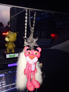 礼品豹子钥匙扣粉红豹贴钻贴钻 立体公仔贴钻 海派甜心顽皮豹挂件