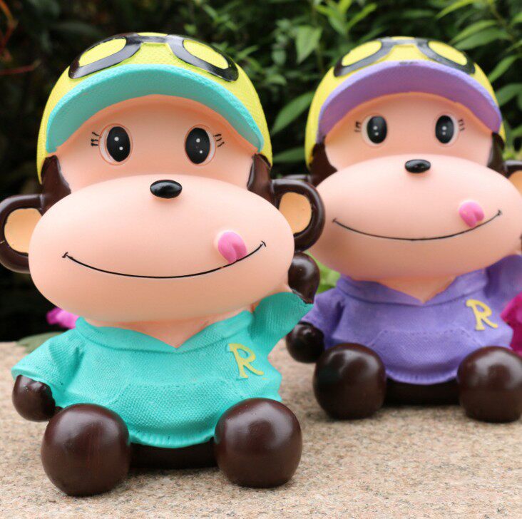 萌萌猴钱罐 猴子存钱罐 猴年生肖储蓄罐儿童生日礼物摆件大嘴猴