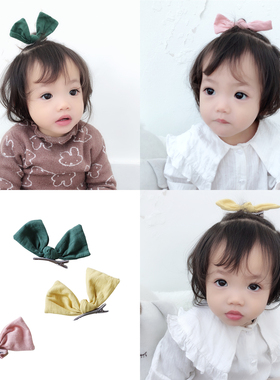 韩国韩版儿童发饰婴幼儿头饰女宝宝发夹小童立体蝴蝶结发卡发量少
