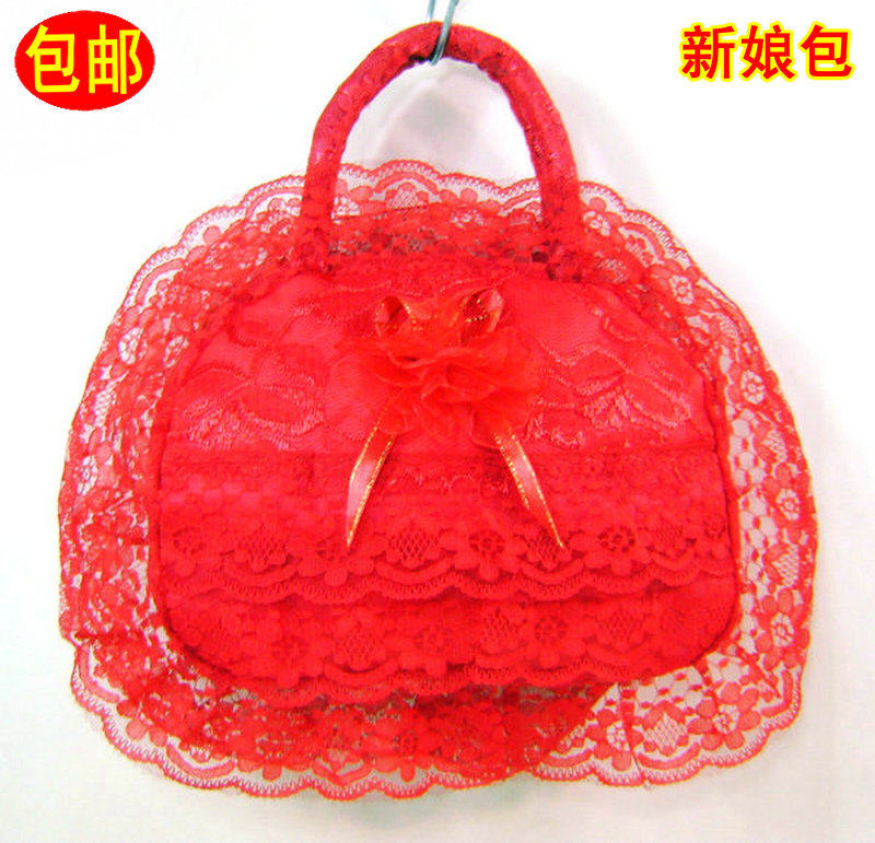 韩版新款时尚流行红色新娘包新婚包女包手提包婚纱包甜美淑女包邮
