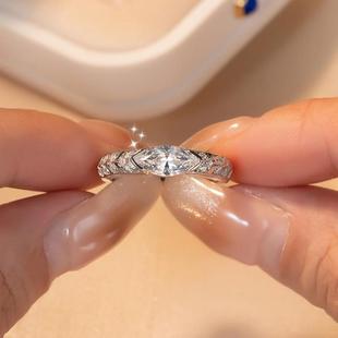 莫桑石異形菱形馬眼鉆戒女結婚仿真鉆戒復古奢華荷魯斯之眼 正品