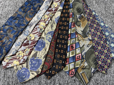 古着vintag巴洛克油画真丝男女复古怀旧日本花纹领带126