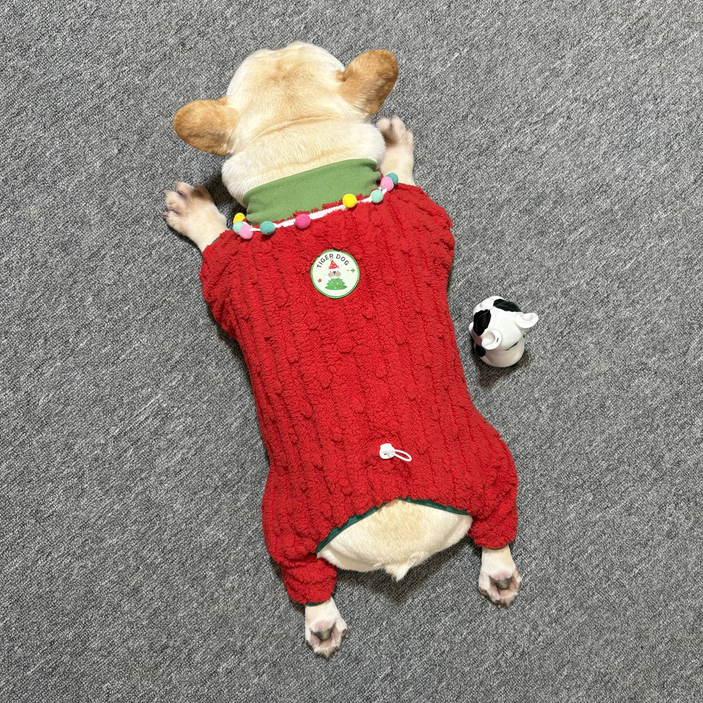 法斗巴哥犬圣诞红色加厚四脚衣