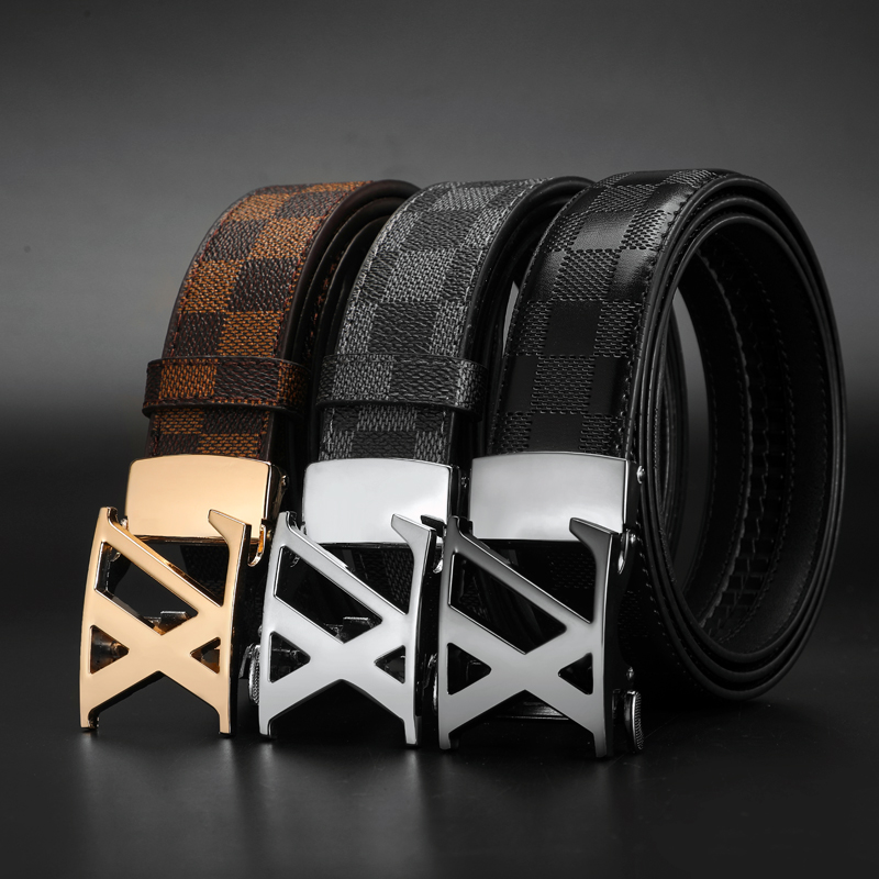 007男二层牛皮自动扣休闲百搭