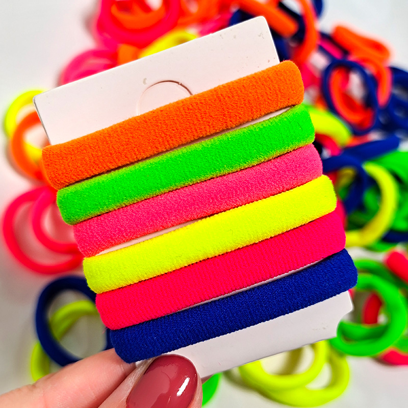 5条粗皮套荧光头绳彩色皮筋女扎头发发圈少女头饰发绳简约