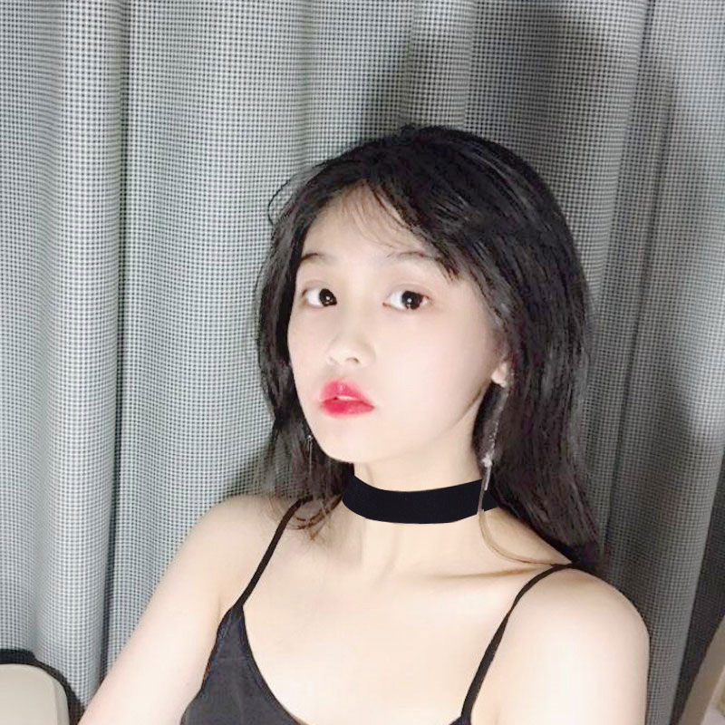 假领子项圈锁骨链女秋冬短款羊绒颈带简约四季性感黑个性明星同款