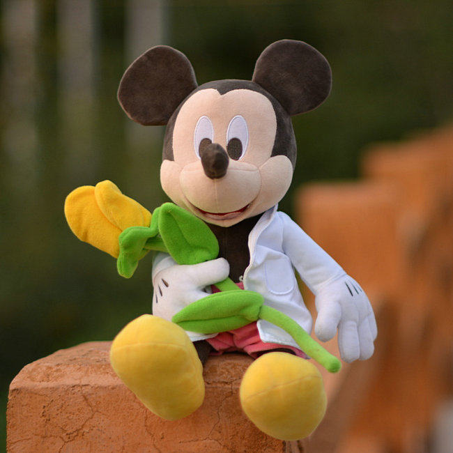 米奇抱玫瑰花情人节礼物 米老鼠七夕礼品 毛绒玩具公仔玩偶