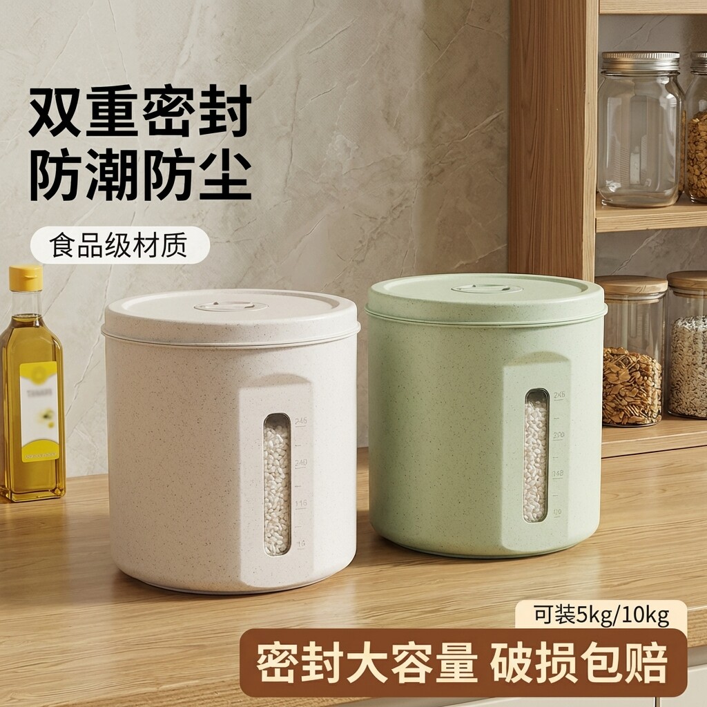 密封安雅塑料装米桶防潮50斤米柜家用面粉防虫简约带盖储米箱包邮