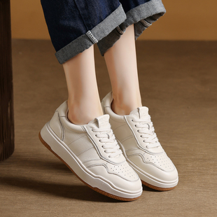 真皮牛皮厚底运动板鞋阿甘鞋2025新款秋冬休闲小白鞋女百搭德迅鞋