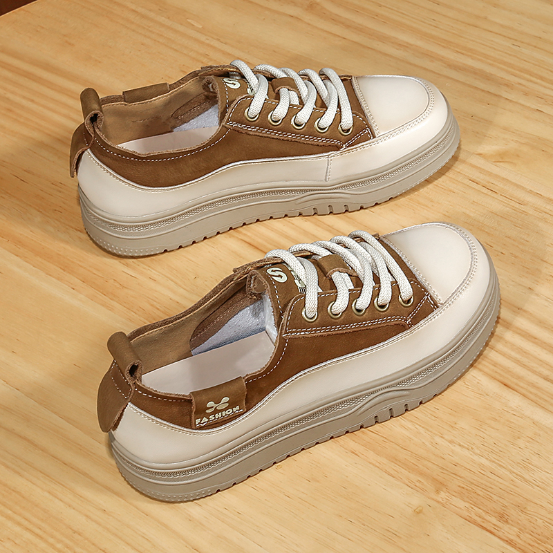 单鞋休闲平底头层牛皮小白鞋百搭