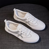 女2025新款 子女韩版 四季 真皮单鞋 休闲平底鞋 女百搭一脚蹬鞋 小白鞋