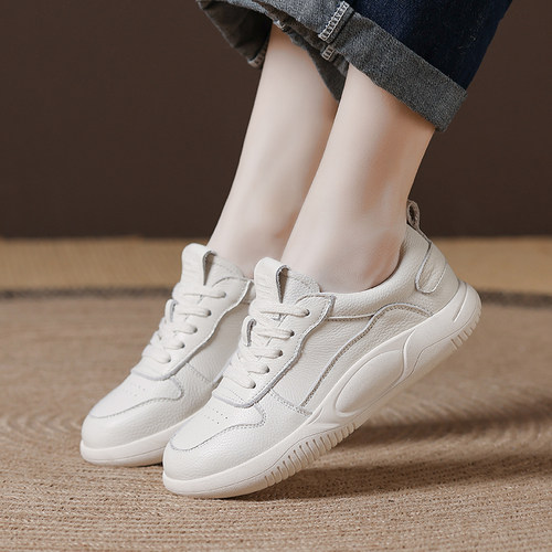 头层牛皮小白鞋女加绒2025新款