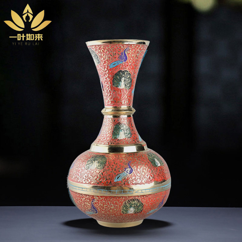 彩绘纯铜印度佛堂客厅手工