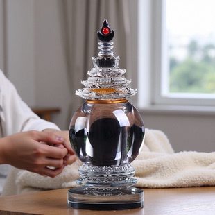 藏式白水晶舍利塔装藏供奉佛塔舍利塔供奉摆件水晶菩提塔大号小号